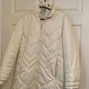 Quilted jacket. 3/4 l with detachable hood. Very clean from non smoking home